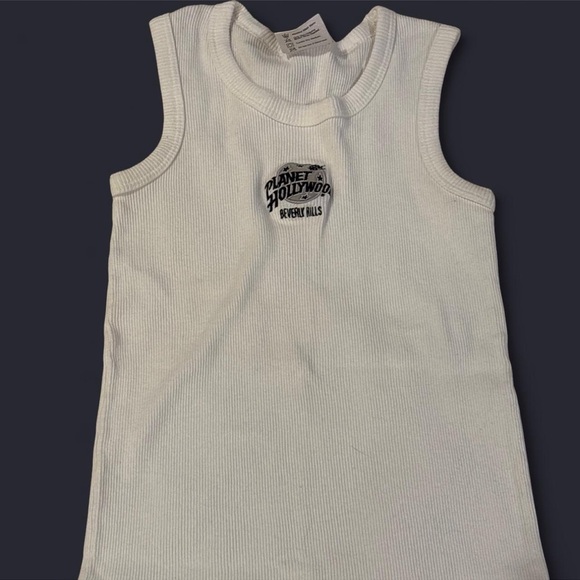Tops - Vintage Planet Hollywood Beverly Hills Ribbed Tank Top White Size Large